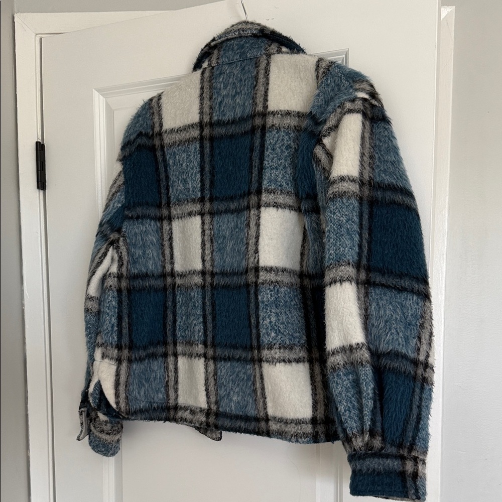 Zara Teal and Cream Checkered Jacket - Picture 5 of 7